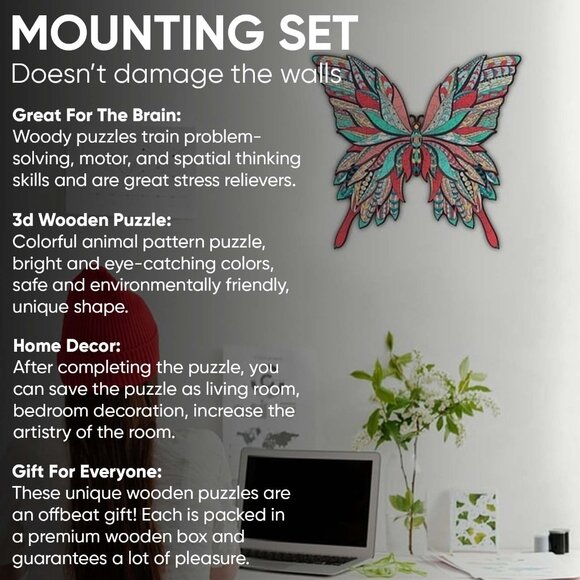 Wooden Jigsaw Puzzles - Engaging, Educational, and Eco-Friendly (Butterfly) - Picture 6 of 9